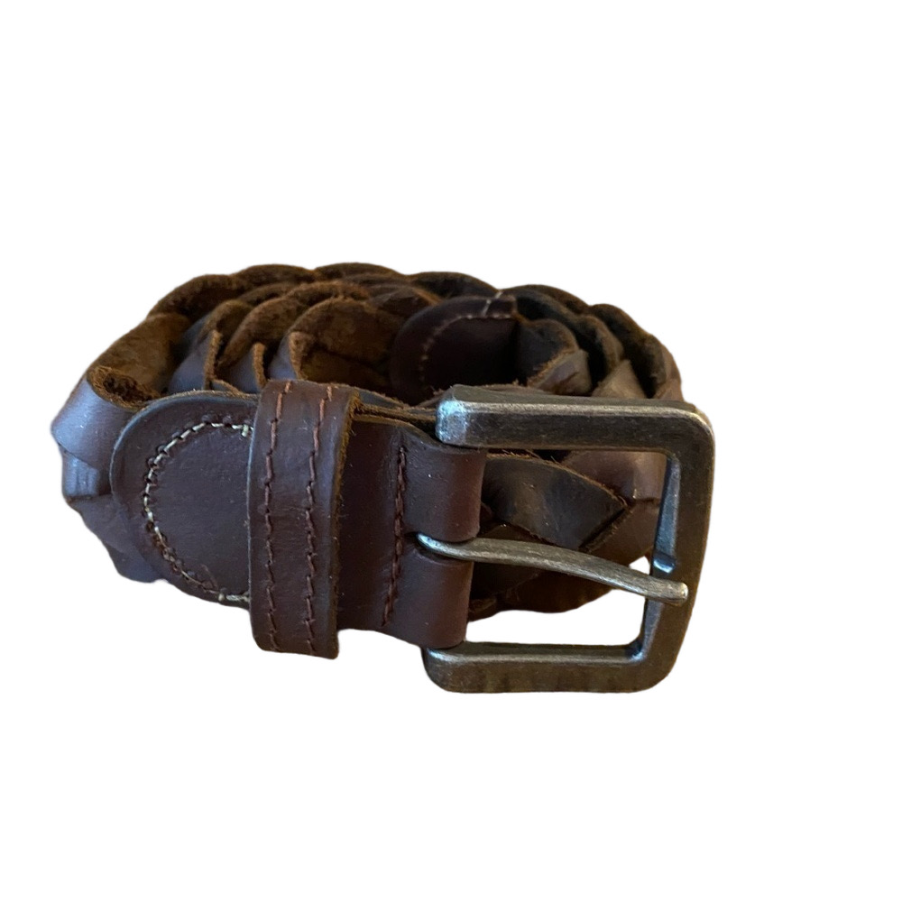 Vintage Genuine Leather Braided Belt - Made in Canada - Dark Brown size 32